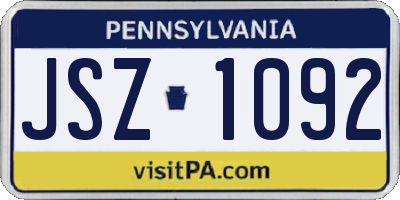 PA license plate JSZ1092