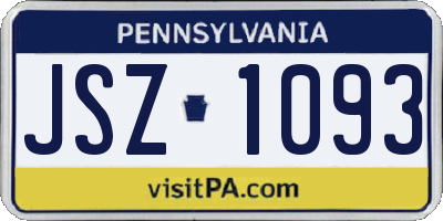 PA license plate JSZ1093