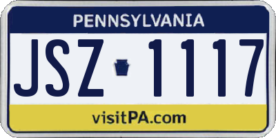 PA license plate JSZ1117