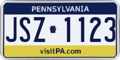 PA license plate JSZ1123