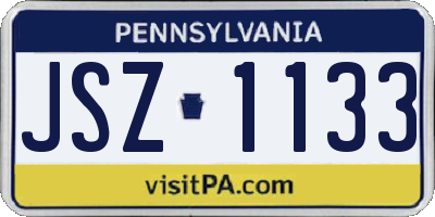 PA license plate JSZ1133