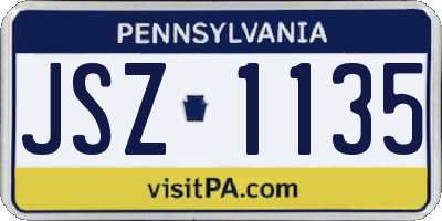 PA license plate JSZ1135