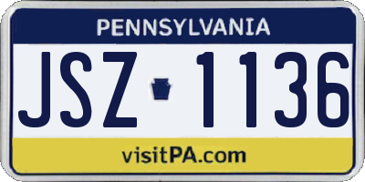 PA license plate JSZ1136