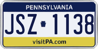 PA license plate JSZ1138