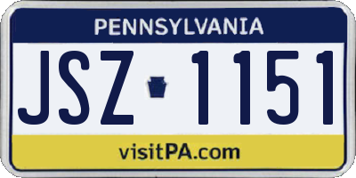 PA license plate JSZ1151