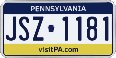 PA license plate JSZ1181