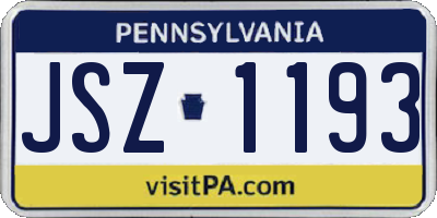 PA license plate JSZ1193