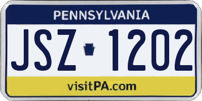 PA license plate JSZ1202