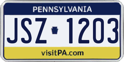 PA license plate JSZ1203