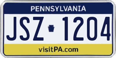 PA license plate JSZ1204