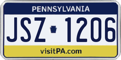 PA license plate JSZ1206