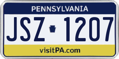 PA license plate JSZ1207