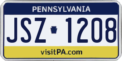 PA license plate JSZ1208