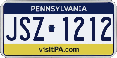 PA license plate JSZ1212