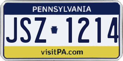 PA license plate JSZ1214