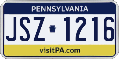 PA license plate JSZ1216