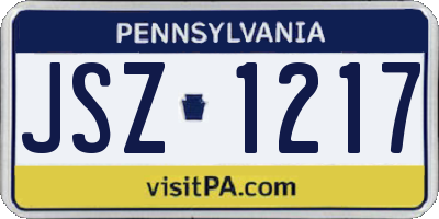 PA license plate JSZ1217