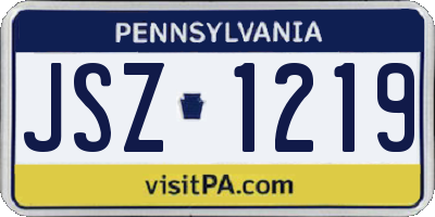 PA license plate JSZ1219