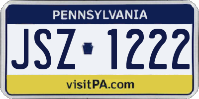 PA license plate JSZ1222