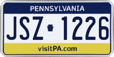 PA license plate JSZ1226