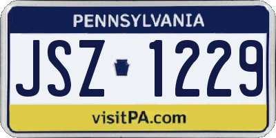 PA license plate JSZ1229