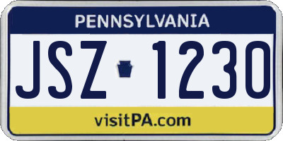 PA license plate JSZ1230
