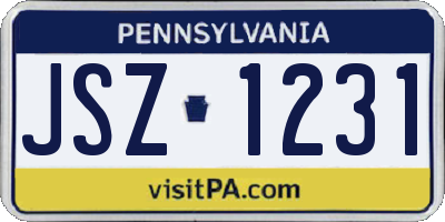 PA license plate JSZ1231