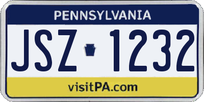 PA license plate JSZ1232