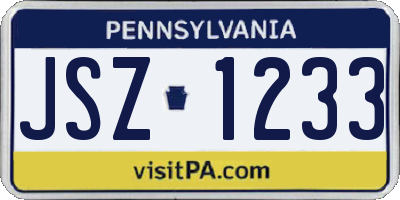 PA license plate JSZ1233