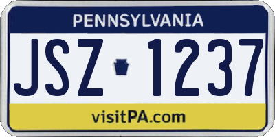 PA license plate JSZ1237