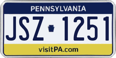 PA license plate JSZ1251