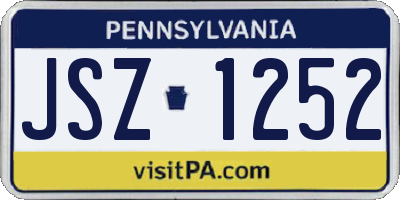 PA license plate JSZ1252