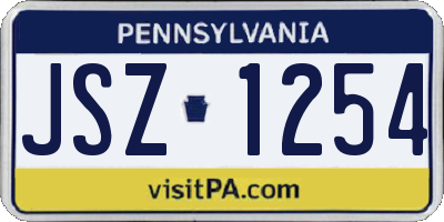 PA license plate JSZ1254