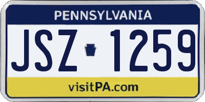 PA license plate JSZ1259