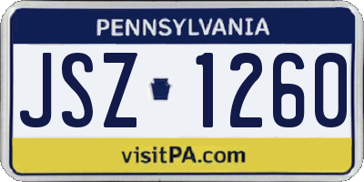 PA license plate JSZ1260