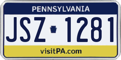 PA license plate JSZ1281