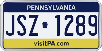 PA license plate JSZ1289