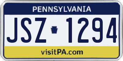 PA license plate JSZ1294