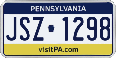 PA license plate JSZ1298