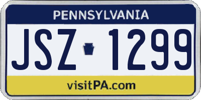 PA license plate JSZ1299