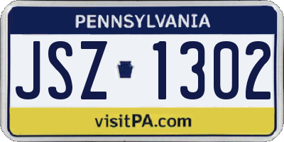 PA license plate JSZ1302