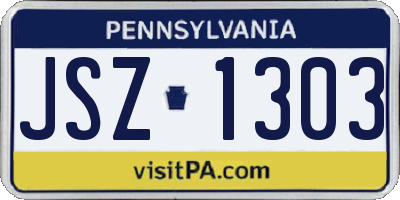 PA license plate JSZ1303
