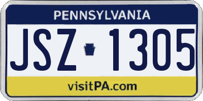 PA license plate JSZ1305