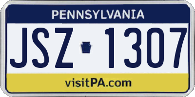PA license plate JSZ1307