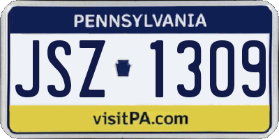 PA license plate JSZ1309