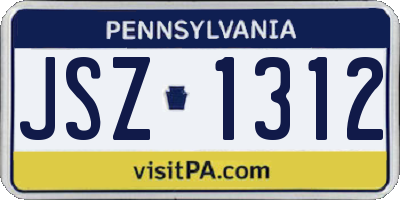 PA license plate JSZ1312