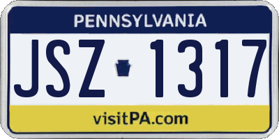 PA license plate JSZ1317