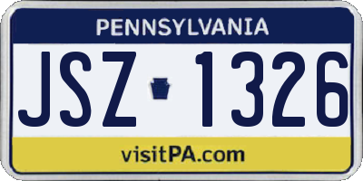 PA license plate JSZ1326