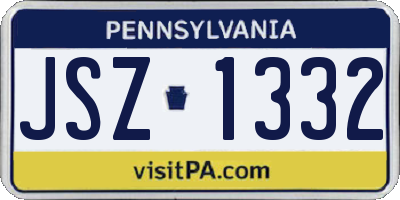 PA license plate JSZ1332