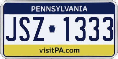 PA license plate JSZ1333
